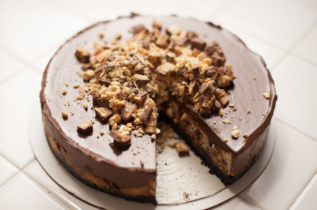 Recipe card:  Snickers Cheesecake